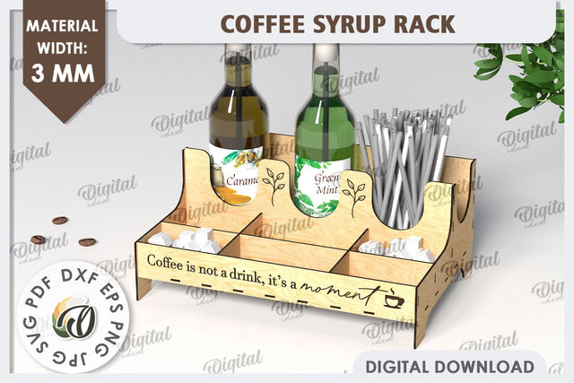 Coffee Syrup Rack Laser Cut Design. Wooden Bottle Holder SVG SVG Evgenyia Guschina 