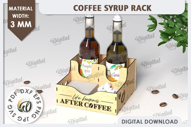 Coffee Syrup Rack Laser Cut Design. Wooden Bottle Holder SVG SVG Evgenyia Guschina 