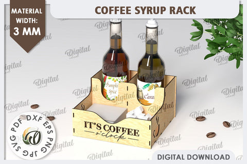 Coffee Syrup Rack Laser Cut Design. Wooden Bottle Holder SVG SVG Evgenyia Guschina 