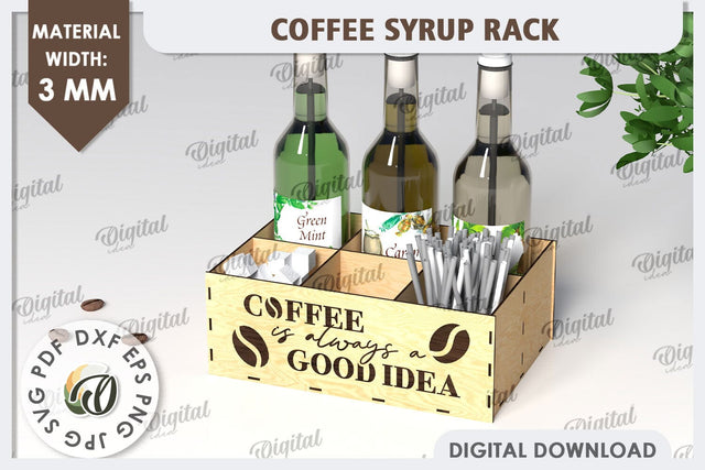 Coffee Syrup Rack Laser Cut Design. Wooden Bottle Holder SVG SVG Evgenyia Guschina 