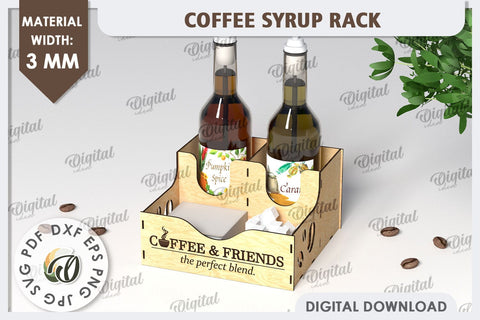 Coffee Syrup Rack Laser Cut Design. Wooden Bottle Holder SVG SVG Evgenyia Guschina 