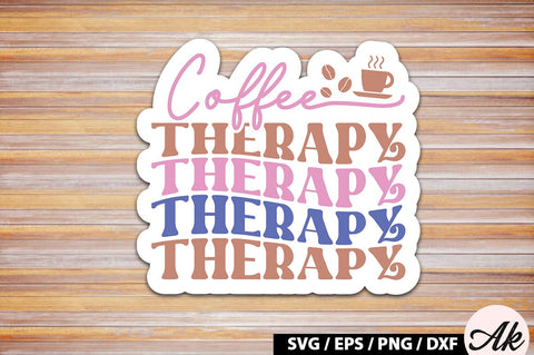 Coffee therapy Retro Sticker SVG akazaddesign 