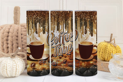 Coffee Time 20oz Skinny Tumbler Sublimation PNG, Coffee tumbler wrap, Glitter Coffee, Coffee png, Coffee beans, Coffee lovers gift Sublimation BouDesign 