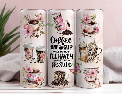 Coffee Tumbler Sublimation PNG Design 20 Oz Straight Skinny Tumbler Wrap Leopard Print Floral Coffee Lover Tumbler Wrap Digital Download Sublimation PixelChick 