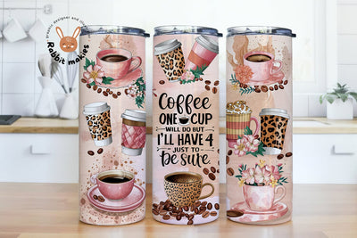 Coffee Tumbler Sublimation PNG Design 20 Oz Straight Skinny Tumbler Wrap Leopard Print Floral Coffee Lover Tumbler Wrap Digital Download Sublimation Rabbitmakies 