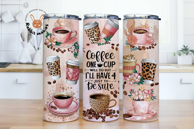 Coffee Tumbler Sublimation PNG Design 20 Oz Straight Skinny Tumbler Wrap Leopard Print Floral Coffee Lover Tumbler Wrap Digital Download Sublimation Rabbitmakies 