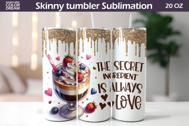 Coffee Valentine Tumbler Wrap I l Valentine's Day Tumbler Sublimation WatercolorColorDream 