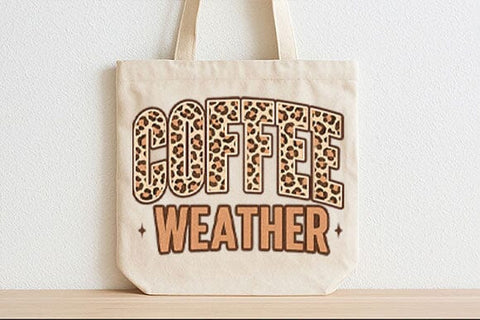 Coffee Weather Leopard Print PNG SVG BillahCrafts 