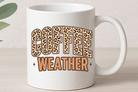 Coffee Weather Leopard Print PNG SVG BillahCrafts 