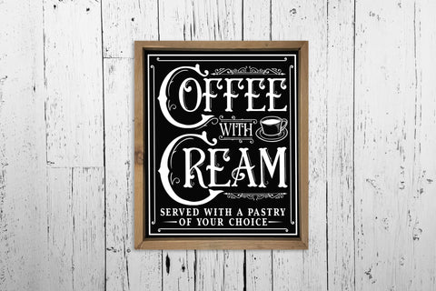 Coffee with Cream SVG, Vintage Coffee Sign SVG SVG CraftLabSVG 