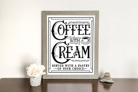 Coffee with Cream SVG, Vintage Coffee Sign SVG SVG CraftLabSVG 