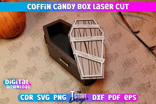 Coffin Candy Box | Halloween Treats | Trick or Treat | Treat Box | CNC File SVG The T Store Design 