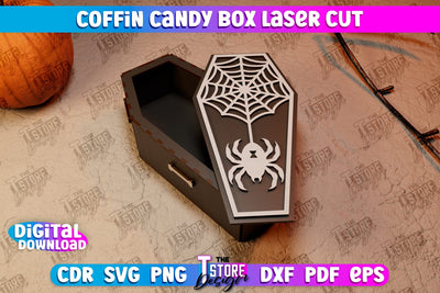 Coffin Candy Box | Halloween Treats | Trick or Treat | Treat Box | CNC File SVG The T Store Design 