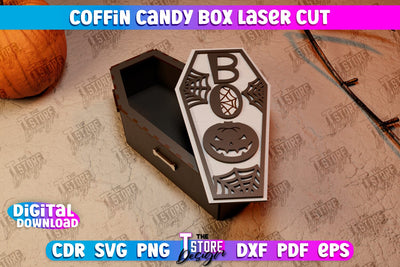 Coffin Candy Box | Halloween Treats | Trick or Treat | Treat Box | CNC File SVG The T Store Design 