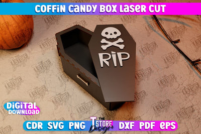 Coffin Candy Box Laser Cut | Halloween Treats | Trick or Treat | Treat Box | CNC File SVG The T Store Design 