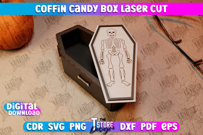 Coffin Candy Box Laser Cut | Halloween Treats | Trick or Treat | Treat Box | CNC File SVG The T Store Design 
