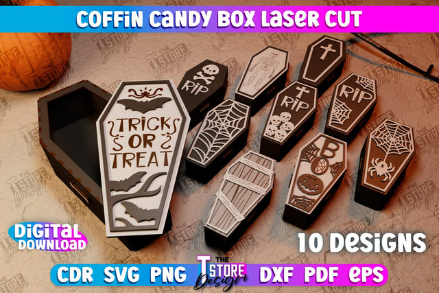 Coffin Candy Boxes Bundle | Halloween Treats | Trick or Treat | Treat Boxes | CNC Files SVG The T Store Design 