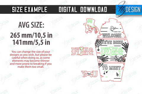 Coffin Hanging Decoration Laser Cut Bundle | Seasonal Décor Idea | Halloween Decor | Mini Coffin Lid with Inscriptions | CNC File SVG Fly Design 