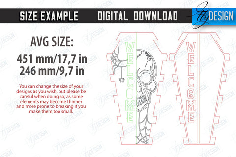Coffin Welcome Sign Laser Cut | Seasonal Home Décor Idea | Halloween Porch Sign | Halloween Decoration | CNC File SVG Fly Design 