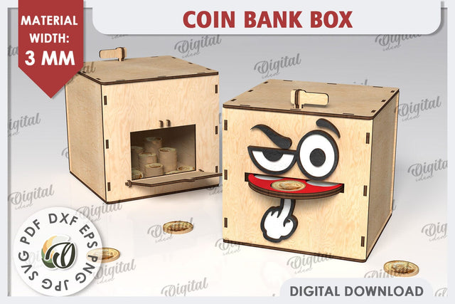 Coin Bank Box LaserCut. Wooden Piggy Bank SVG. Money Box SVG SVG Evgenyia Guschina 