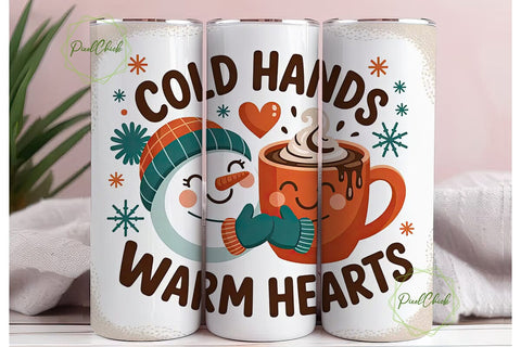 Cold Hands Warm Hearts 20oz Tumbler Wrap Sublimation PixelChick 