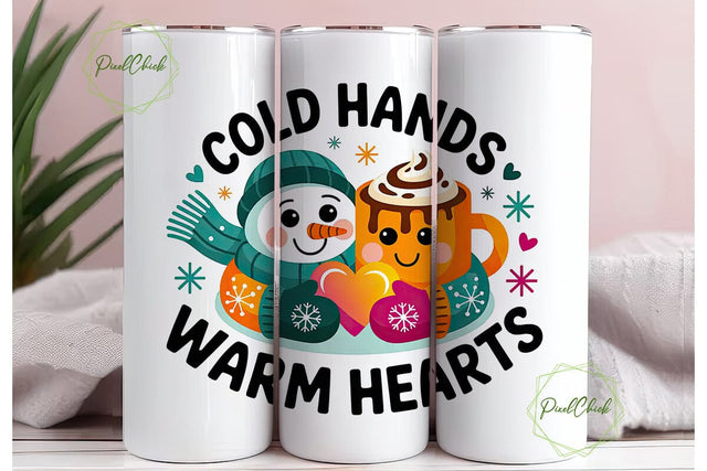 Cold Hands Warm Hearts 20oz Tumbler Wrap Sublimation PixelChick 