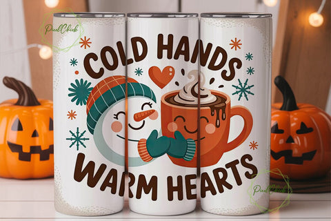 Cold Hands Warm Hearts 20oz Tumbler Wrap Sublimation PixelChick 