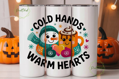 Cold Hands Warm Hearts 20oz Tumbler Wrap Sublimation PixelChick 