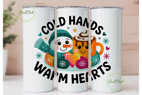 Cold Hands Warm Hearts 20oz Tumbler Wrap Sublimation PixelChick 