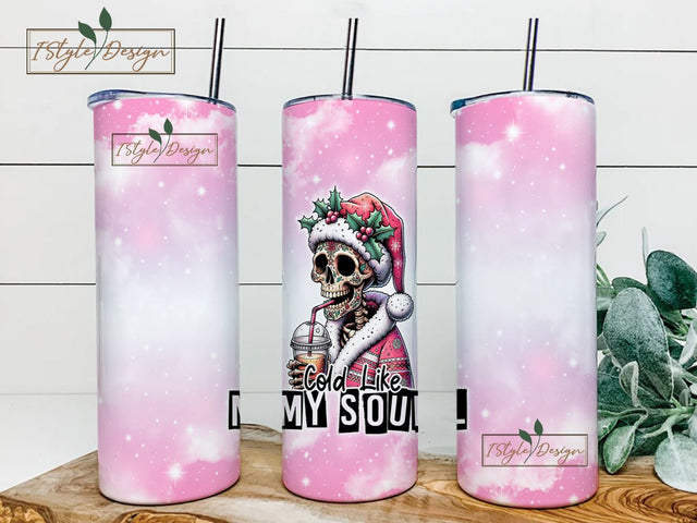 Cold Like My Soul 20 oz Skinny Tumbler Wrap Sublimation Design Digital Download PNG Sublimation iStyleDesign 