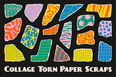 Collage Torn Paper Scraps PNG Clipart Sublimation Rin Green 