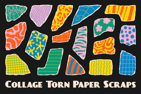 Collage Torn Paper Scraps PNG Clipart Sublimation Rin Green 