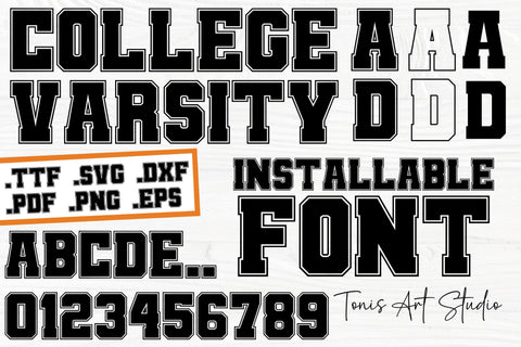 College Font Svg, Jersey Font Svg, Varsity Font Svg, Outline Font, Sports Letters, University Font SVG TonisArtStudio 