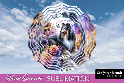 Collie Wind Spinner, Dog Mom Floral Wind Spinner Sublimation Sublimation OrangeBrushStudio 