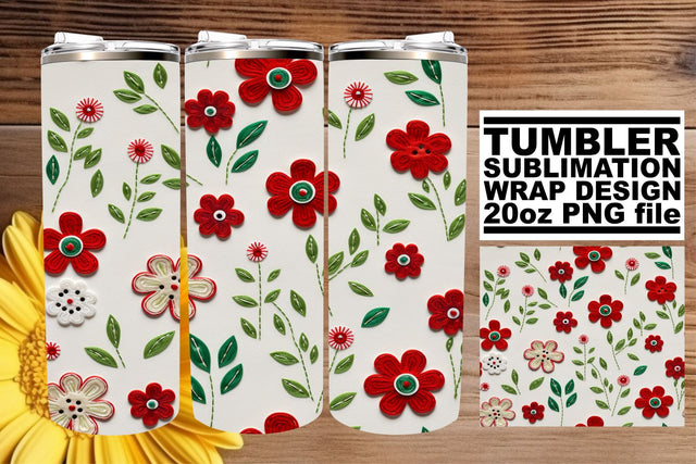 Color Burst 3D Flower Pattern Tumbler Wrap Sublimation afrosvg 