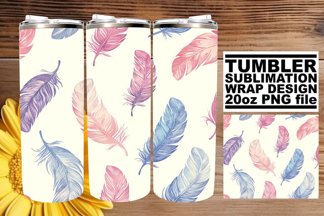 Color Burst Feather Tumbler Design 20oz Sublimation afrosvg 