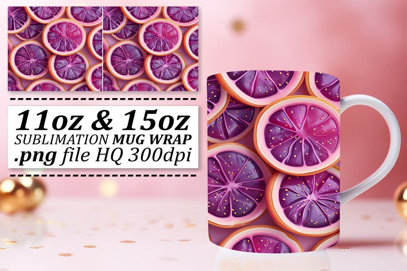 Color Burst Fruit Pattern Mug Wrap: Sublime Sublimation Sublimation afrosvg 