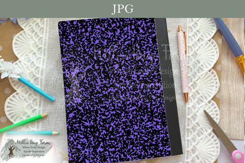 Color Composition Notebook Cover Printable – Pink, Purple & Blue Versions – 6.9" x 10" JPG for 7.5" x 9.75" Composition Notebook – 300 DPI Sublimation Willow Paige Farms 