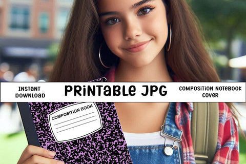 Color Composition Notebook Cover Printable – Pink, Purple & Blue Versions – 6.9" x 10" JPG for 7.5" x 9.75" Composition Notebook – 300 DPI Sublimation Willow Paige Farms 