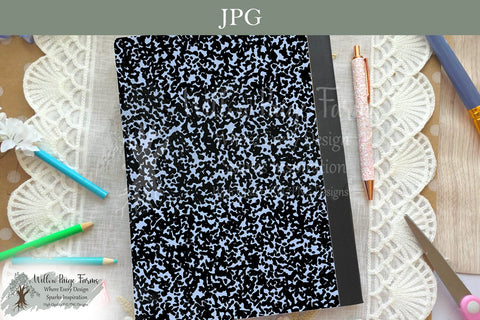 Color Composition Notebook Cover Printable – Pink, Purple & Blue Versions – 6.9" x 10" JPG for 7.5" x 9.75" Composition Notebook – 300 DPI Sublimation Willow Paige Farms 