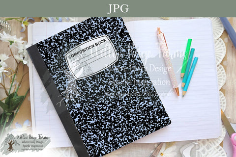 Color Composition Notebook Cover Printable – Pink, Purple & Blue Versions – 6.9" x 10" JPG for 7.5" x 9.75" Composition Notebook – 300 DPI Sublimation Willow Paige Farms 