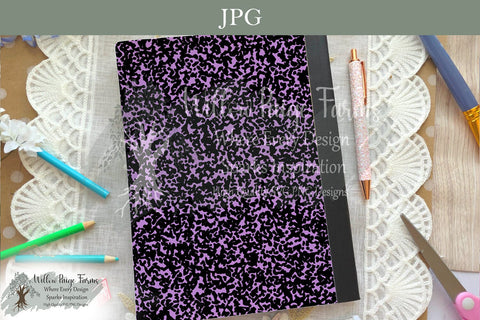 Color Composition Notebook Cover Printable – Pink, Purple & Blue Versions – 6.9" x 10" JPG for 7.5" x 9.75" Composition Notebook – 300 DPI Sublimation Willow Paige Farms 