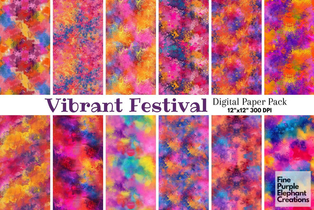 Color Powder Texture Digital Paper | Rainbow Pride LGBTQ Holi Digital Pattern Fine Purple Elephant Creations 