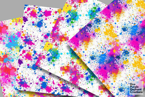 Color Splatter Texture Digital Paper | Rainbow Festival Pride LGBTQ Digital Pattern Fine Purple Elephant Creations 