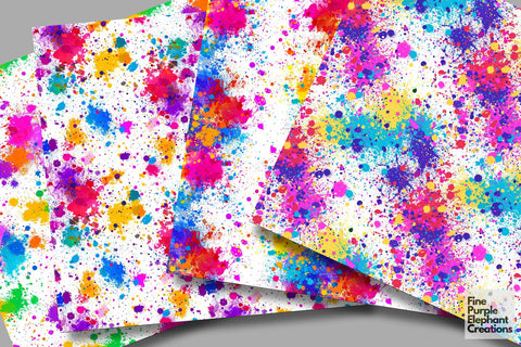 Color Splatter Texture Digital Paper | Rainbow Festival Pride LGBTQ Digital Pattern Fine Purple Elephant Creations 