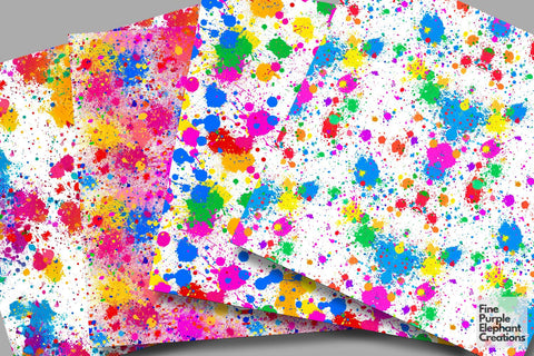 Color Splatter Texture Digital Paper | Rainbow Festival Pride LGBTQ Digital Pattern Fine Purple Elephant Creations 