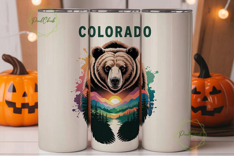 Colorado Bear 20oz Tumbler Wrap Sublimation PixelChick 