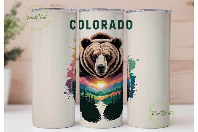 Colorado Bear 20oz Tumbler Wrap Sublimation PixelChick 