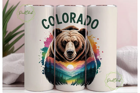 Colorado Bear 20oz Tumbler Wrap Sublimation PixelChick 