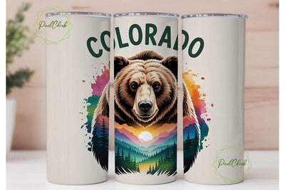 Colorado Bear 20oz Tumbler Wrap Sublimation PixelChick 